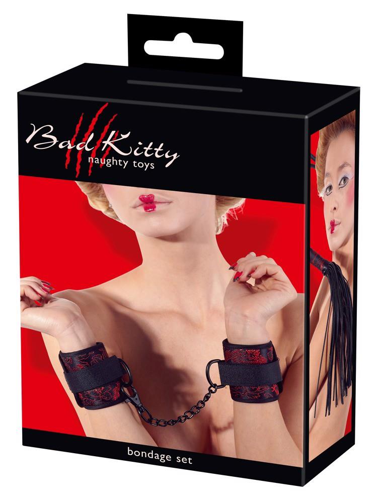 Set de bondage Bad Kitty din satin, negru, 38 cm