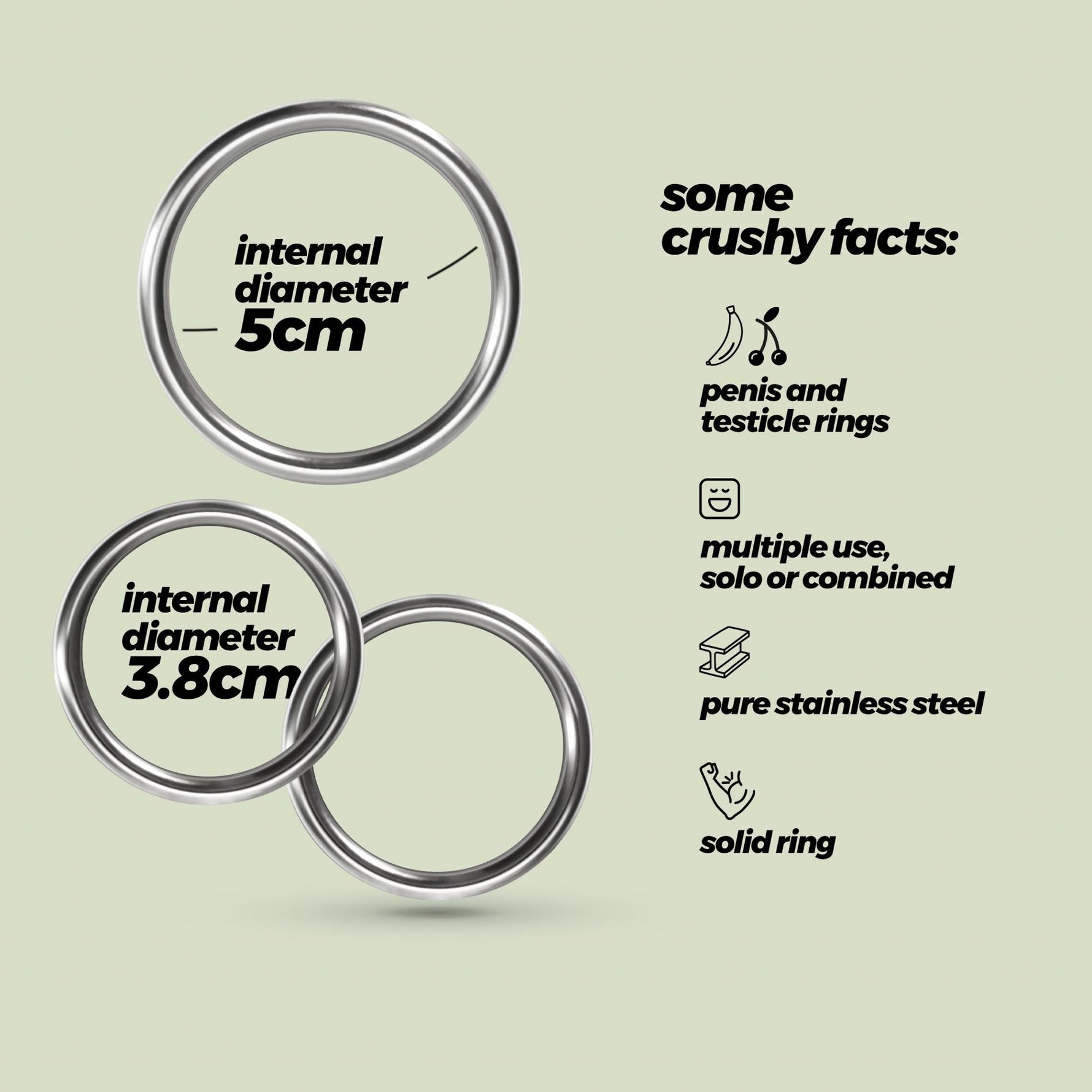 Set de 3 inele metalice Crushious Metaleros 3,85 cm