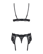 Set lenjerie intimă Obsessive cu portjartier, negru S/M