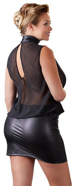 Rochie mini transparentă neagră Cottelli Curves XL