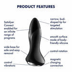 Dop anal rotativ vibrant cu aplicație Satisfyer Plug 1 Connect, negru