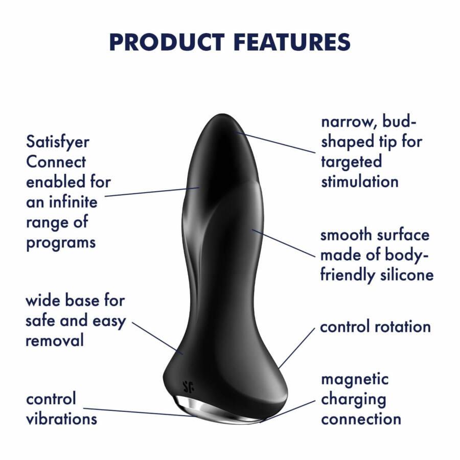 Dop anal rotativ vibrant cu aplicație Satisfyer Plug 1 Connect, negru