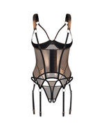 Corset și tanga deschis Obsessive Soranna auriu S/M