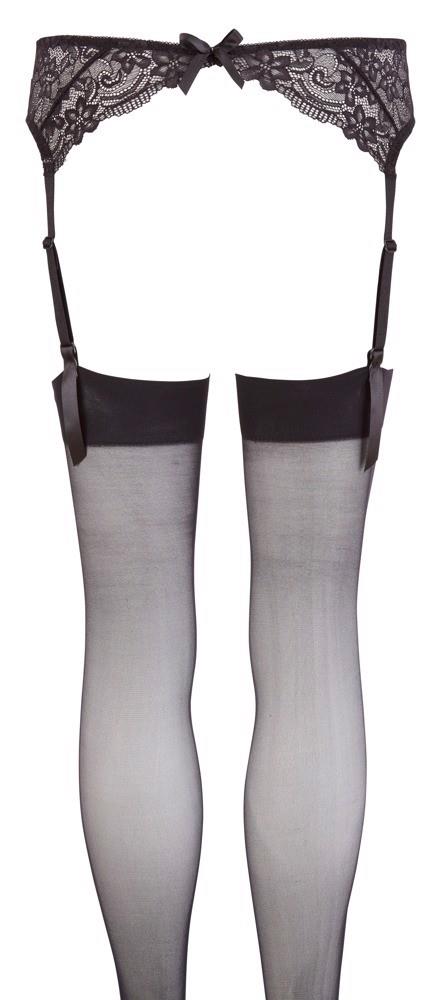 Portjartier din dantelă cu ciorapi NO:XQSE negru M/L