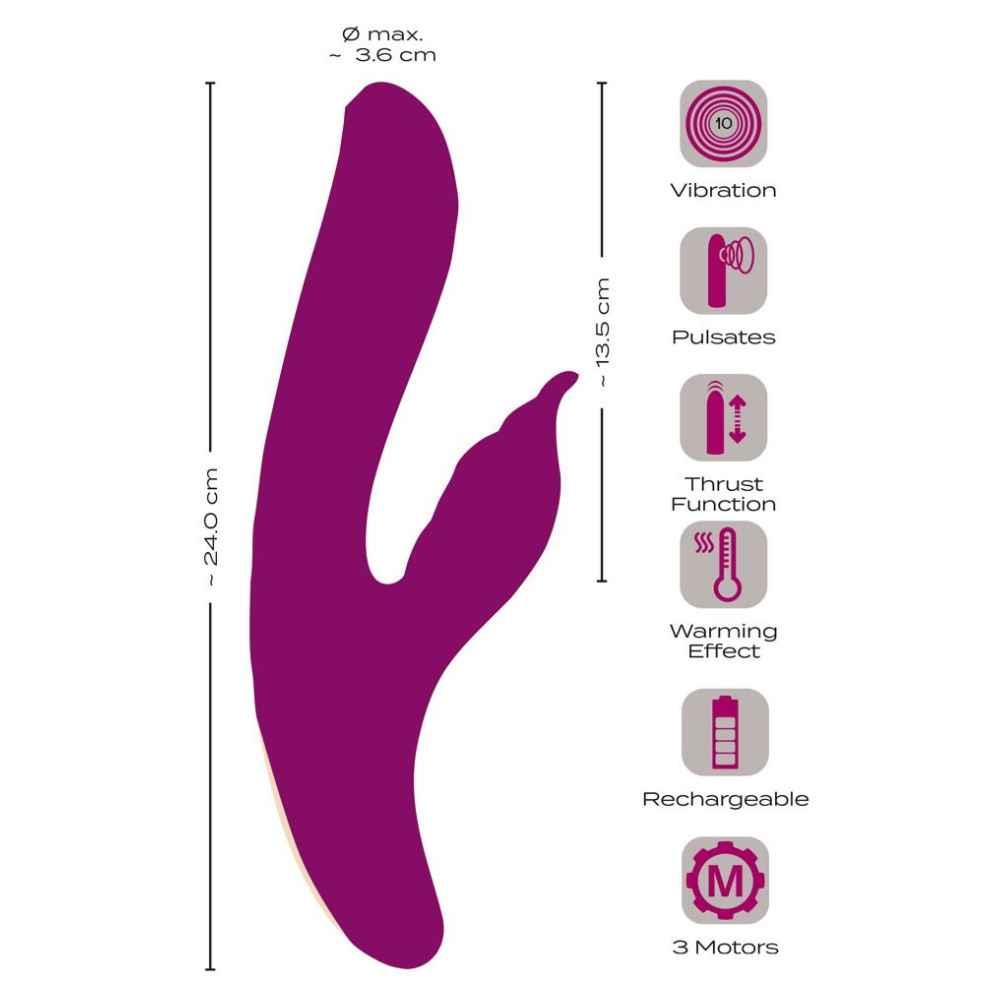 Vibrator Javida Iepuraș cu 4 funcții, silicon, USB