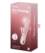 Vibrator gonflabil Satisfyer Air Pump Bunny 3 roz cu USB, în formă de iepuraș