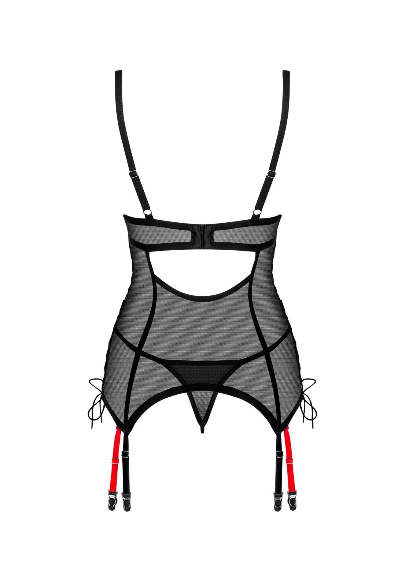 Corset Glandez Obsessive Negru cu Accente Roșii M/L