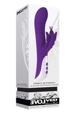 Vibrator Evolved Twirly Butterfly din silicon cu USB pentru punctul G, 23 cm
