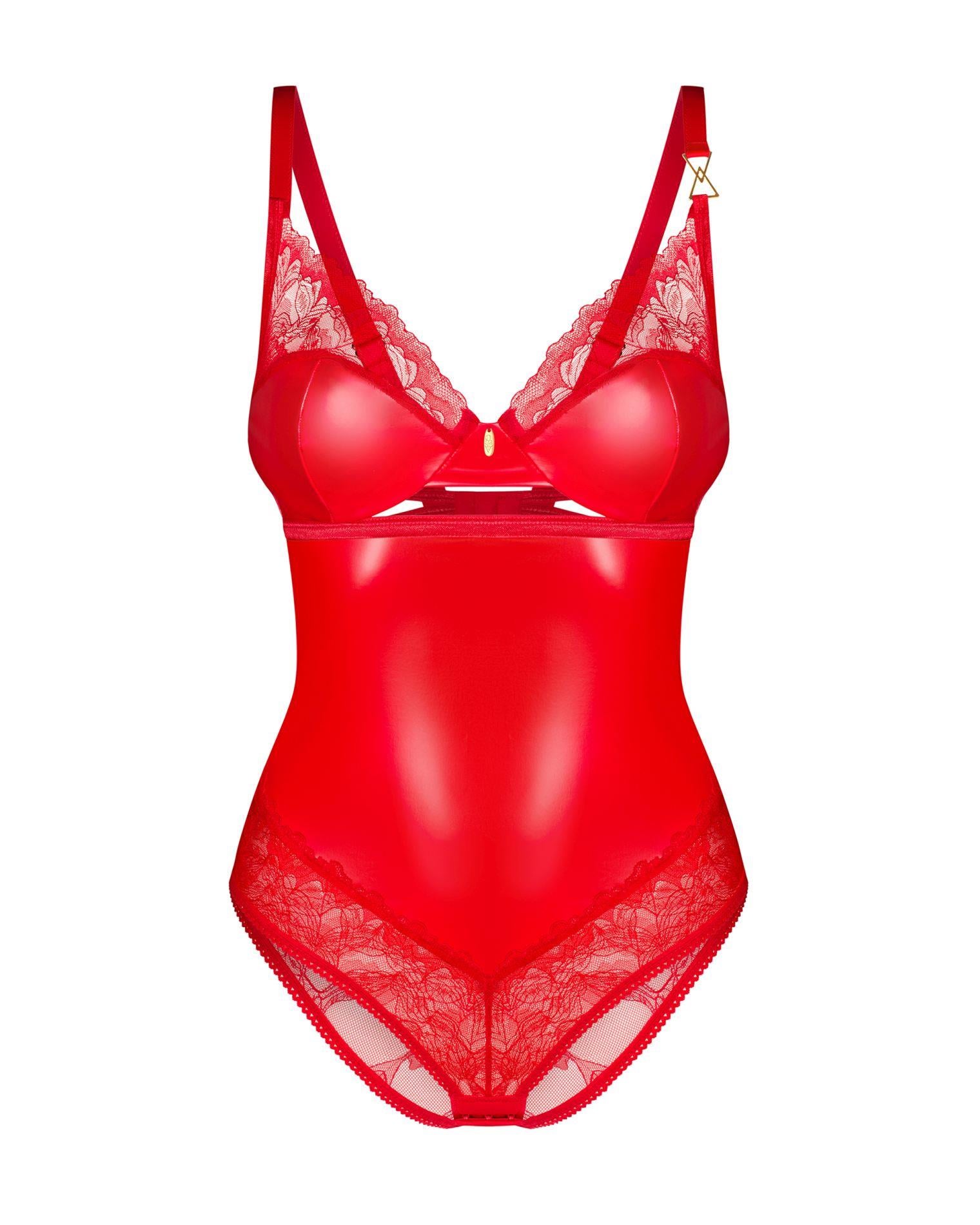 Body din dantelă Aliosa Obsessive roșu S/M