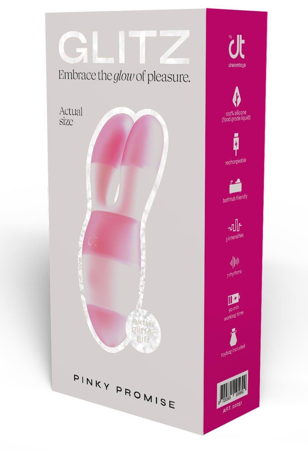 Stimulator de călătorie Glitz Pinky Promise roz USB 9 cm
