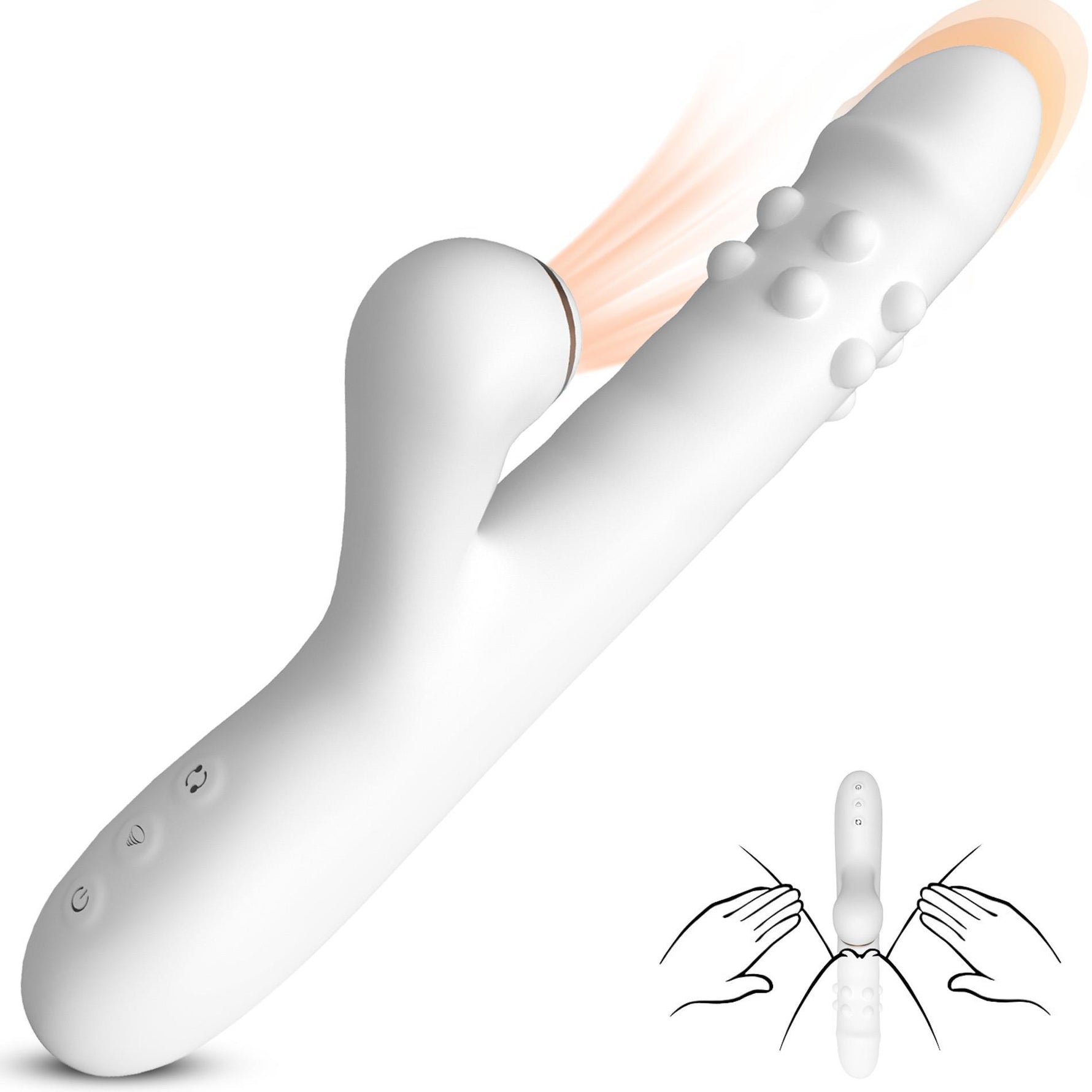 Vibrator din silicon Fox seria B, 3 rotații, 7 linguri, 24 cm