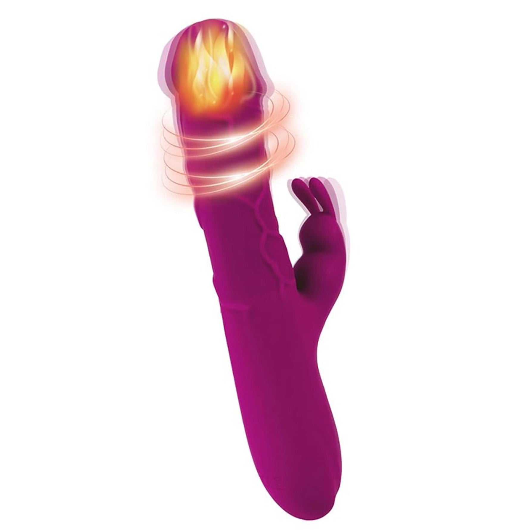 Vibrator iepuraș din silicon fantezie cu încălzire 10 moduri USB 22 cm