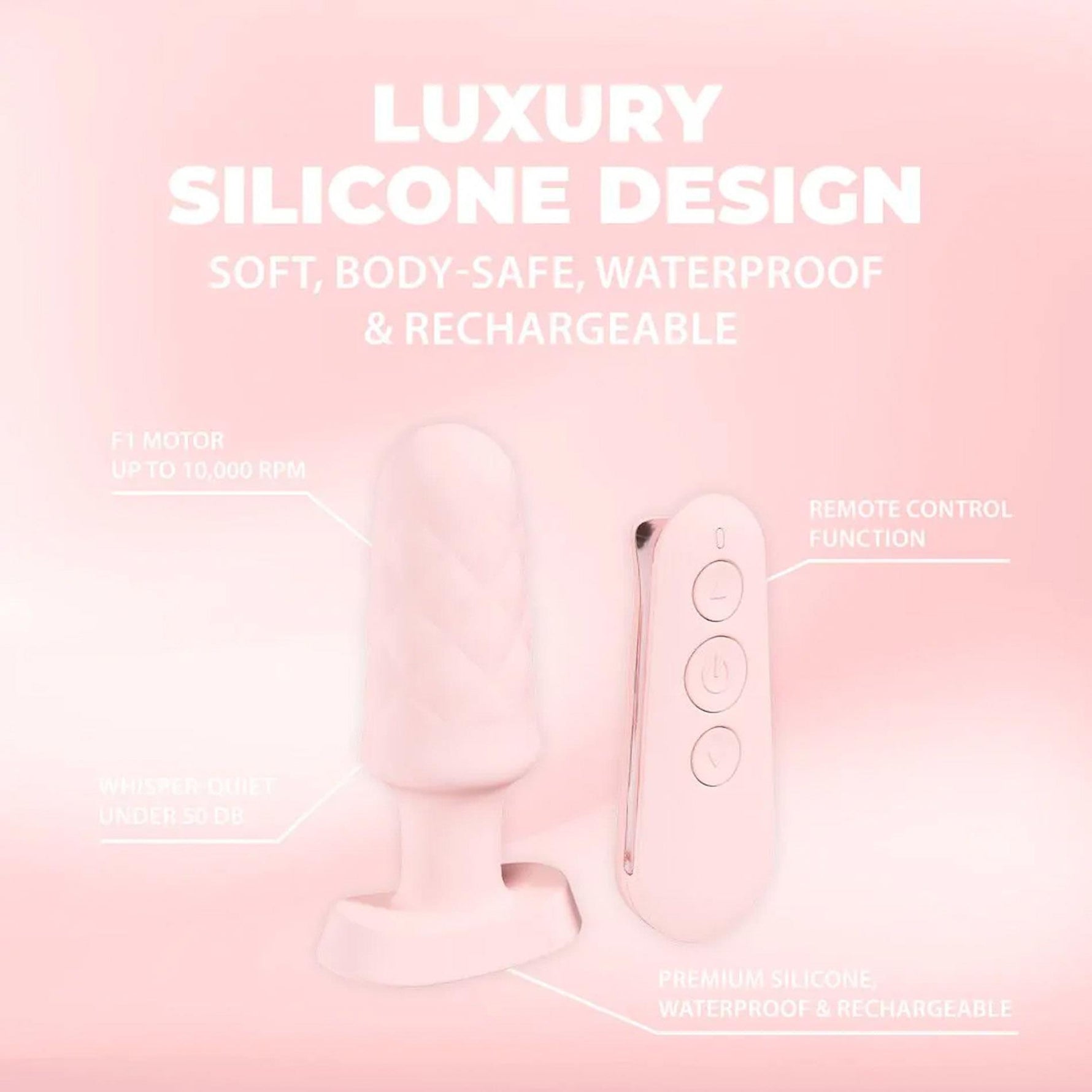 Plug anal vibrant Loveline Velvet cu telecomandă, roz, 9,8 cm