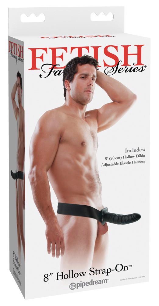 Proteză cu strap-on goală Fetish Fantasy Series, închisă la culoare, 20 cm