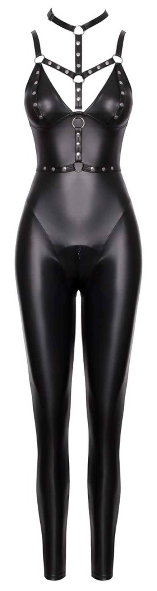 Costum de baie din latex negru Cottelli PARTY