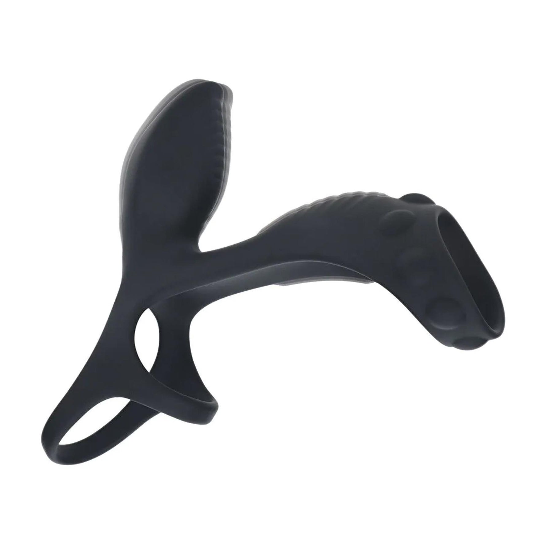 Inel vibrant pentru penis și testicule Levelz cu buclă, silicon, negru, 14 cm