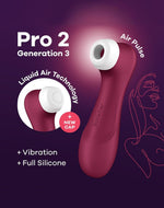 Stimulator clitoridian USB Satisfyer Pro 2 Liquid Air Burgundy