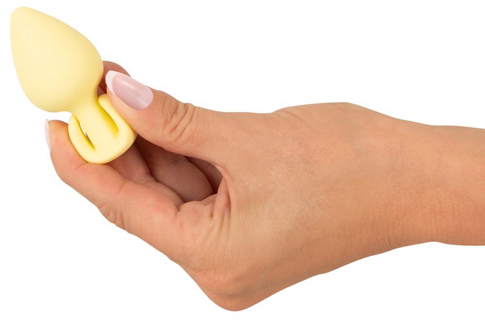 Plug anal Cuties din silicon galben 6,5 cm