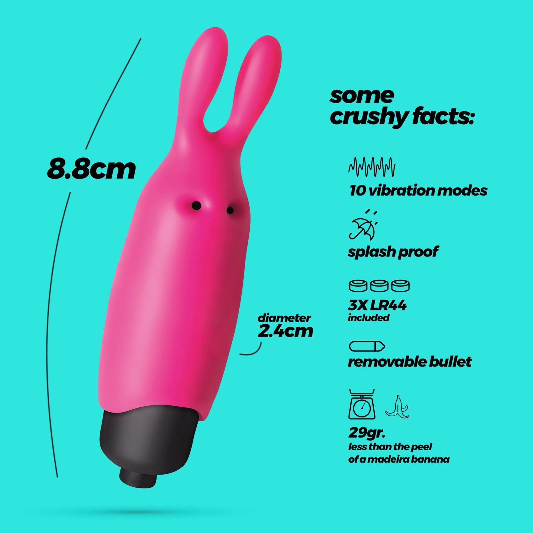 Vibrator Crushious O Pet Bunny roz cu 10 funcții