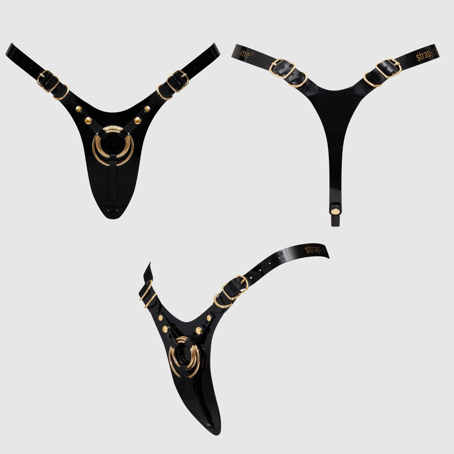 Ham universal cu strap-on Fabulos Strap-on-me negru strălucitor