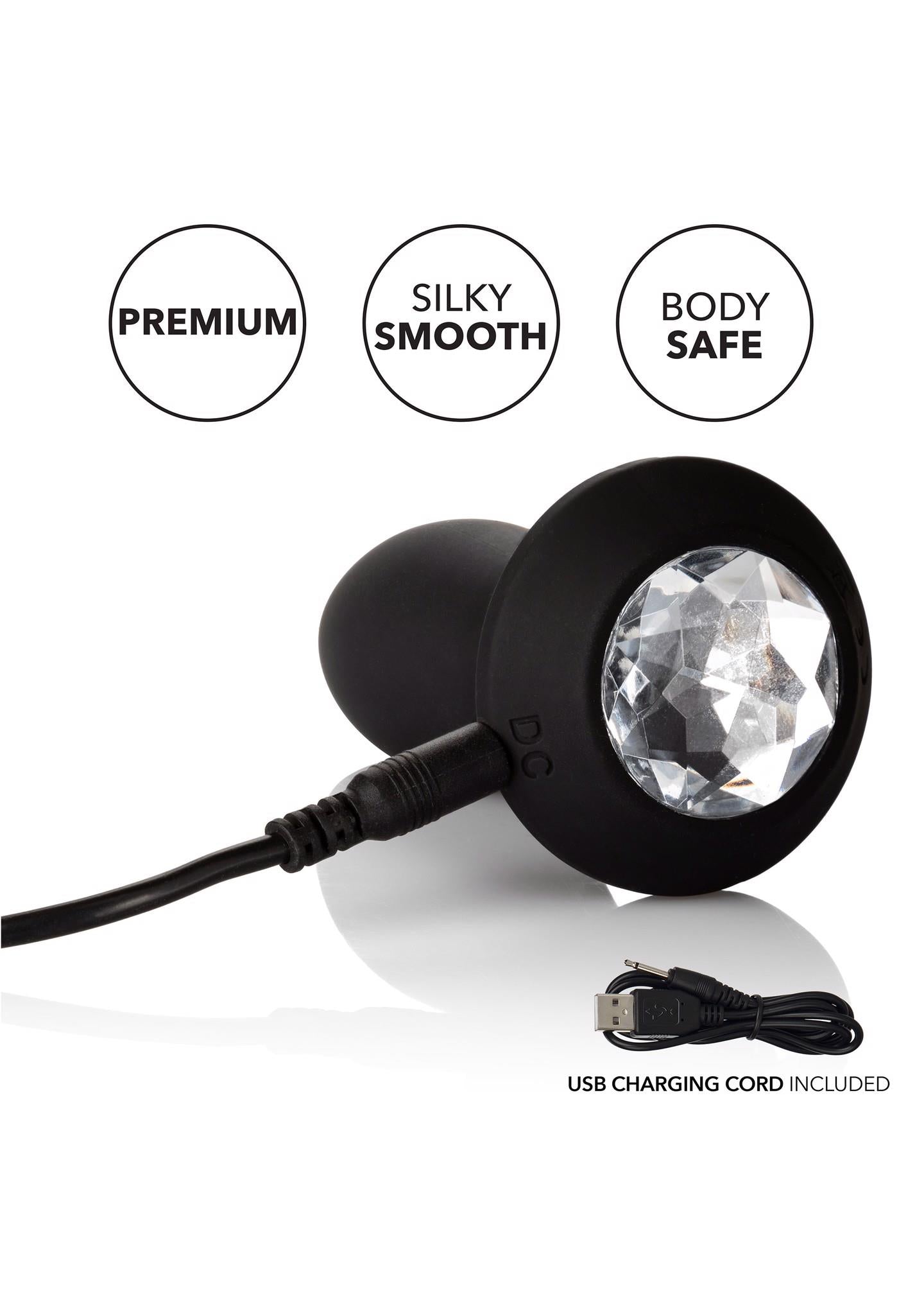 Dop anal vibrant Calexotics Petite Crystal Probe, negru, 9,5 cm