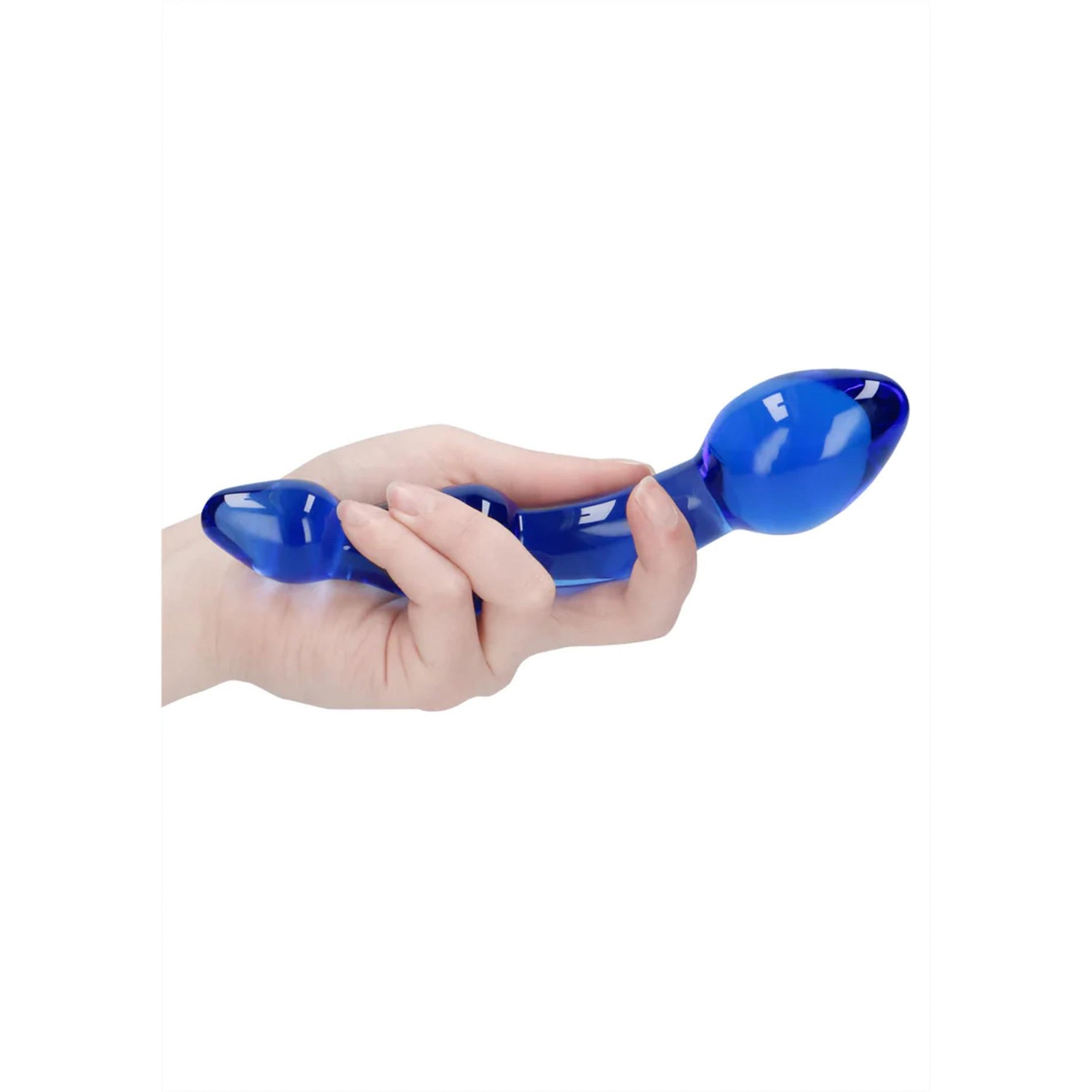 Dildo din sticlă Chrystalino Superior, albastru, 18 cm