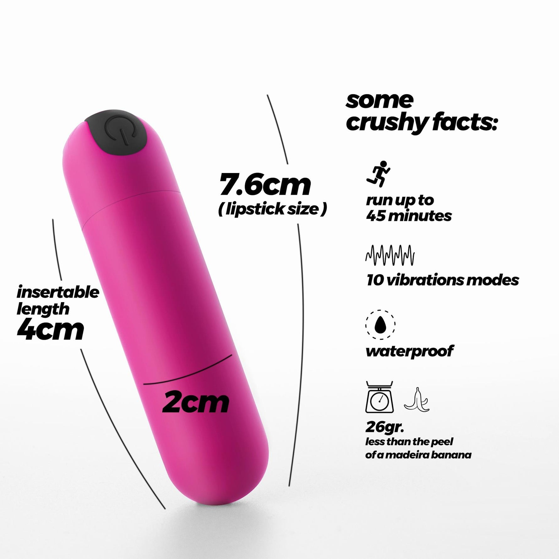 Vibrator mini Crushious iMoan roz cu USB 7,6 cm