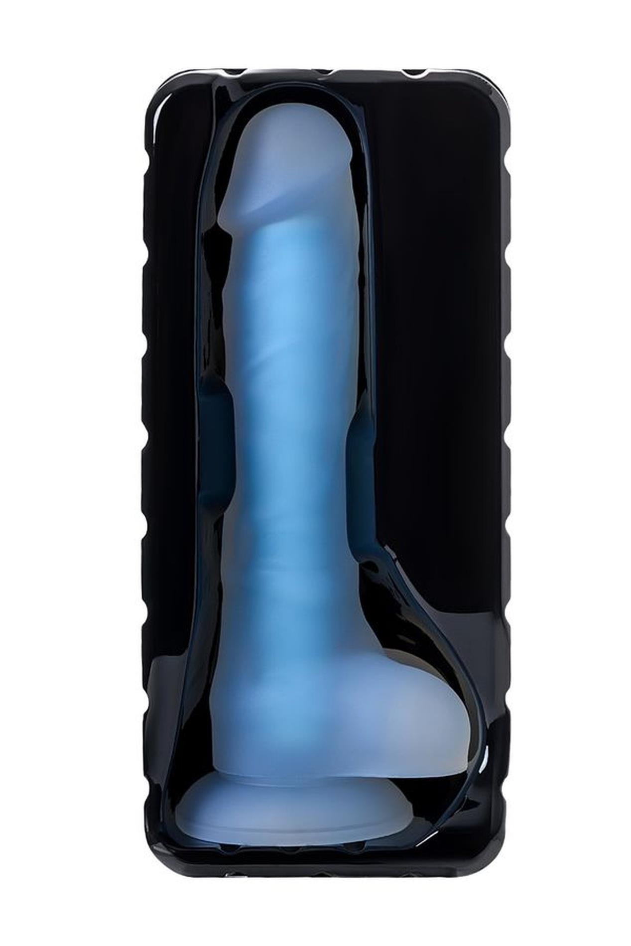 Dildo cu gel strălucitor Bruce Glow Blue 16.5 cm Beyond