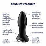 Dop anal vibrant rotativ din silicon Satisfyer 2 Connect App, negru