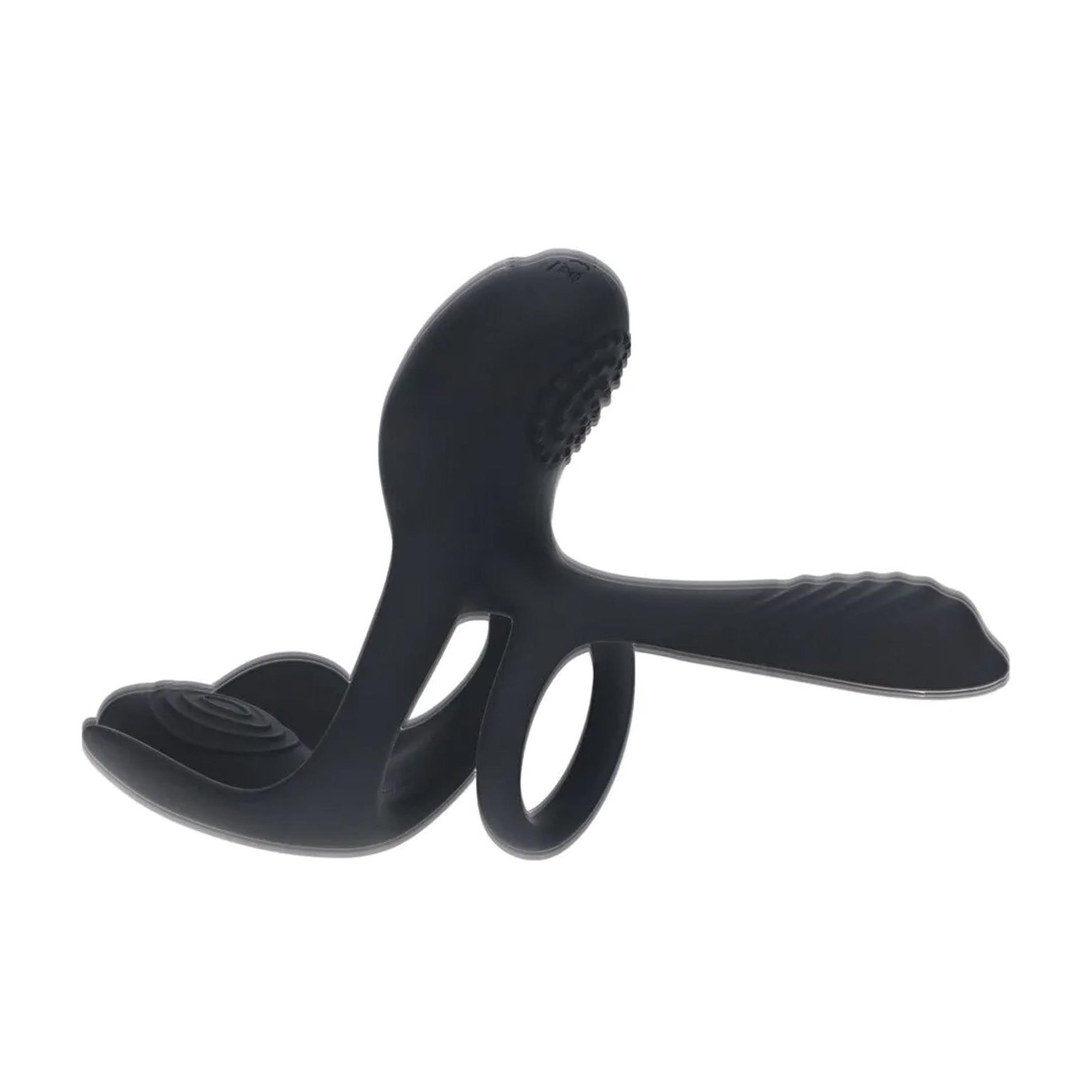 Inel pentru penis Levelz cu triplu motor din silicon, negru