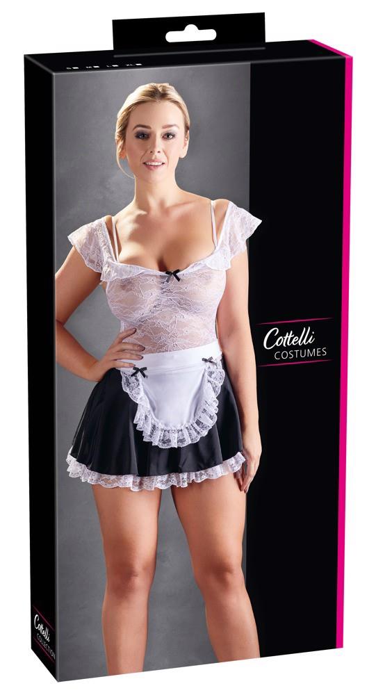 Costum de servitoare Cottelli COSTUMES alb-negru cu dantelă, mărimea M