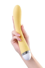 Vibrator Flovetta Calla pentru punctul G, silicon, galben, USB, 22 cm