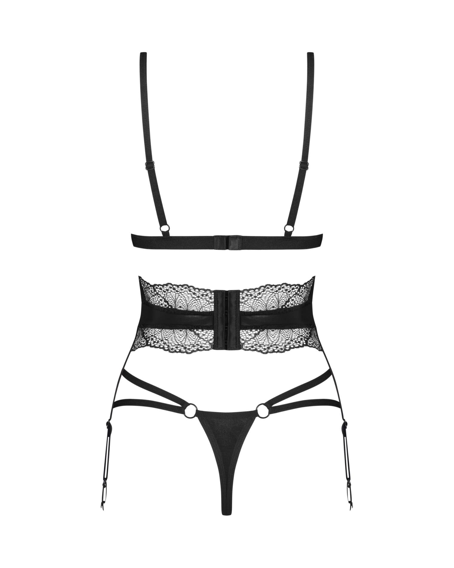 Set Lobellis Obsessive Lace Negru XL/2XL