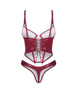 Corset Obsessive Redya din lăcuit strălucitor cu tanga 2XL/3XL