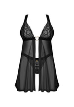 Babydoll Elianes Obsessive negru cu inimă M/L