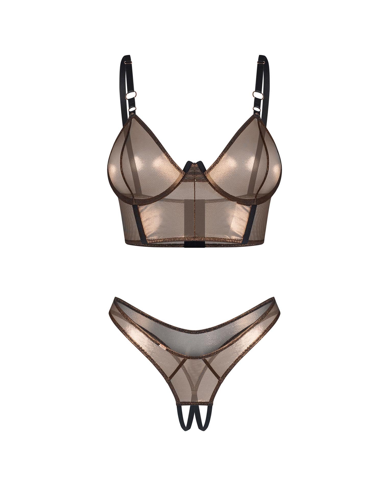 Top și tanga deschis Soranna Obsessive Gold S/M