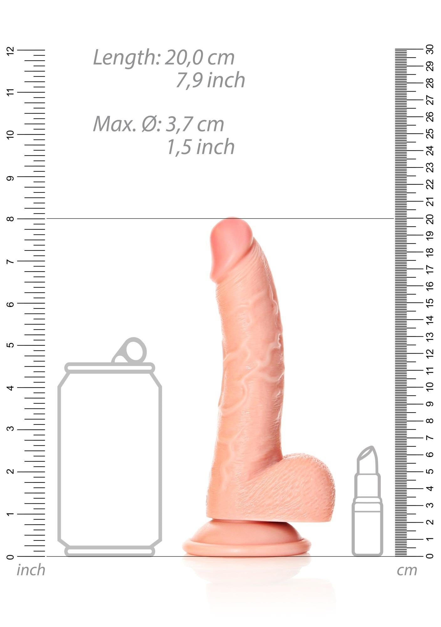 Dildo curbat realist RealRock cu scrot și ventuză 18 cm