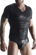 Tricou Regnes Fetish Planet XL pentru bărbați, cu guler în V, aspect umed
