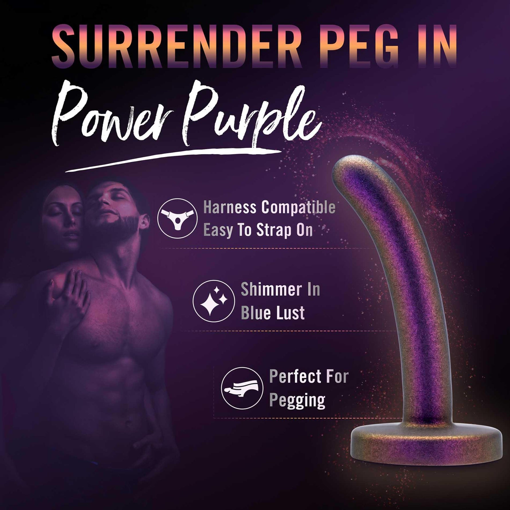 Dildo Temptasia Surrender Peg pentru începători din silicon, violet, 12 cm