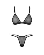 Set de lenjerie intimă Obsessive Wet Me S/M transparent negru