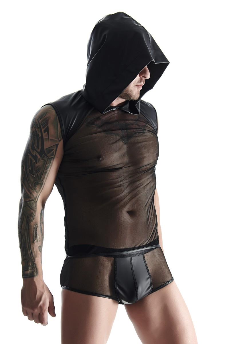 Tricou fără mâneci cu glugă pentru bărbați Regnes Fetish Planet, negru, mărimea S