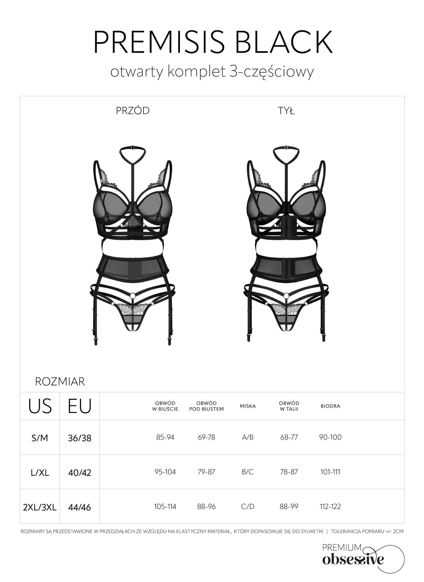 Set trei piese deschis Premisis Black Obsessive 2XL/3XL