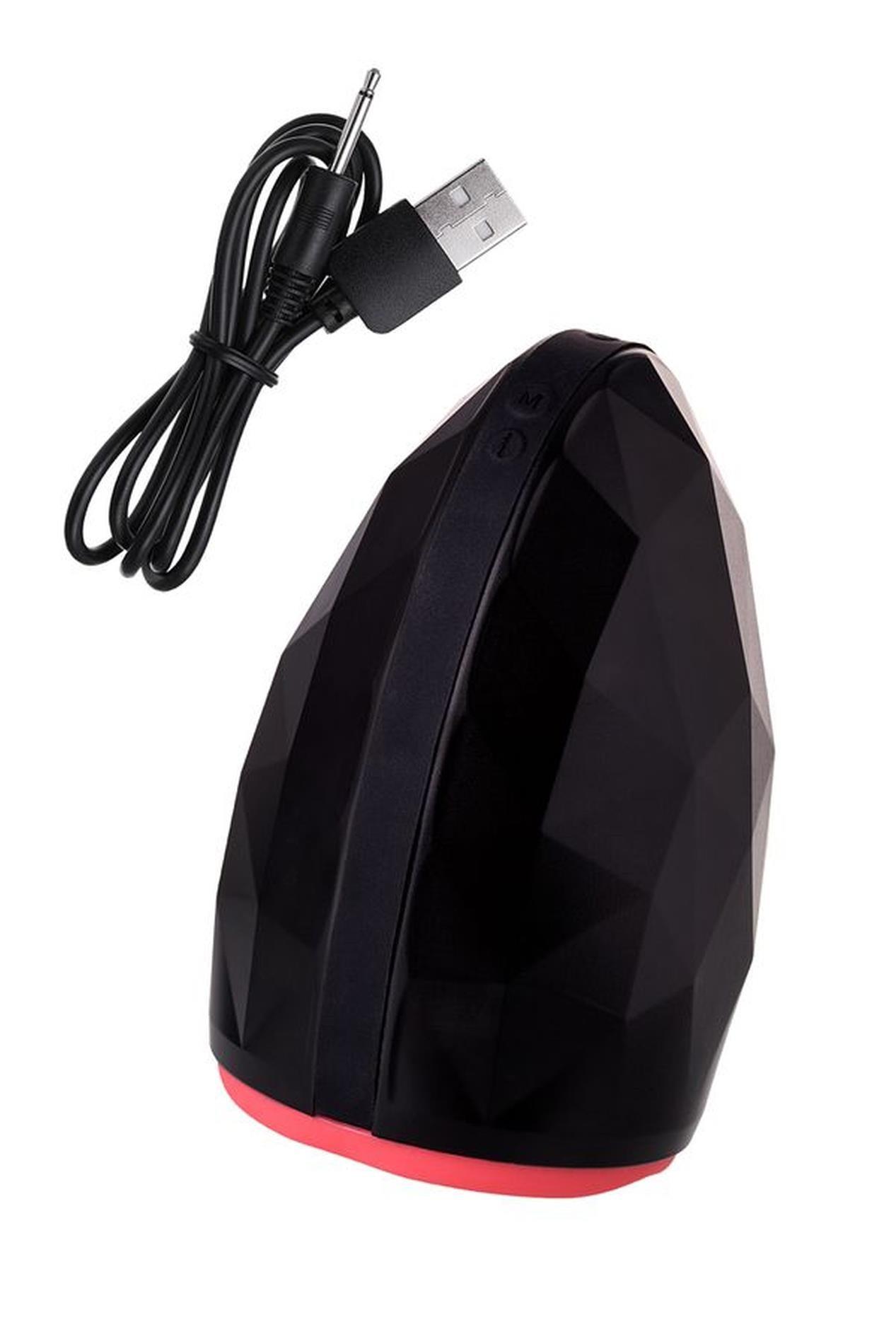 Masturbator Erotist Magma încălzit din silicon negru reîncărcabil 12 cm