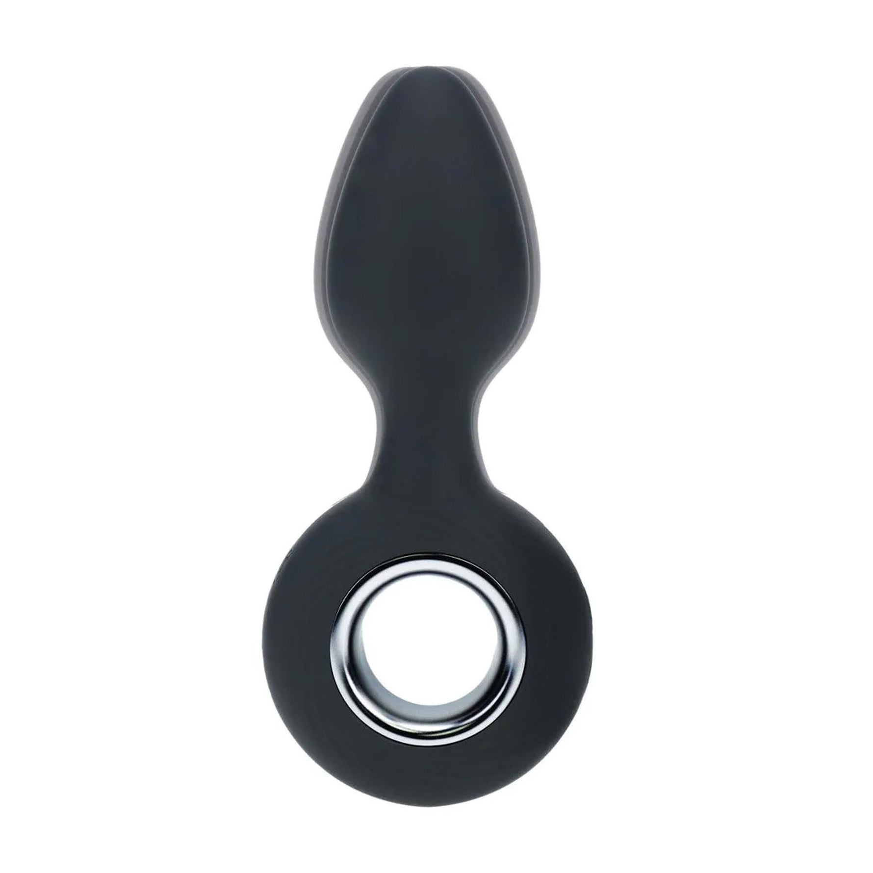 Dop anal vibrant din silicon cu buclă - Negru