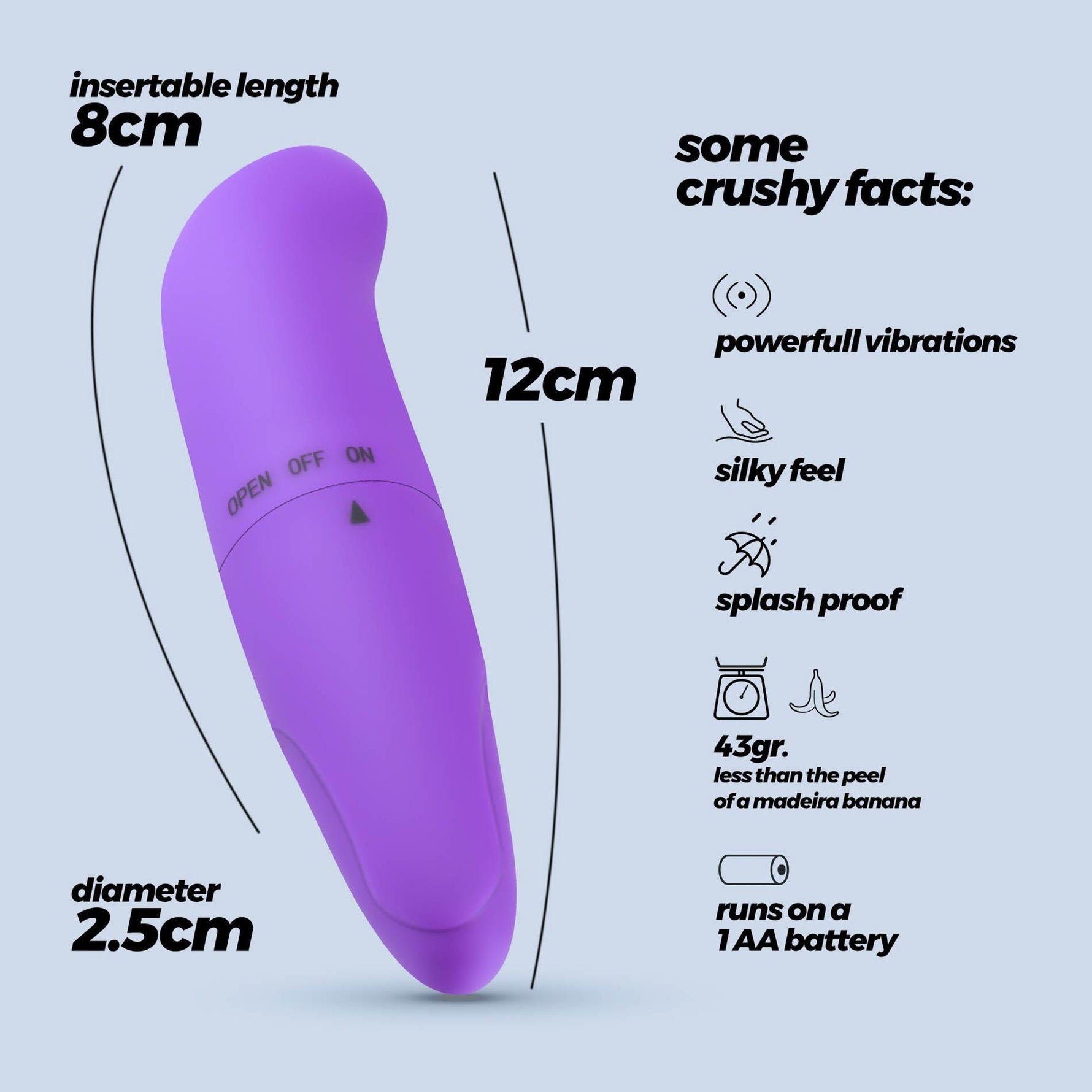 Vibrator Crushious GFinder Mini pentru Punct G, Violet, 12 cm