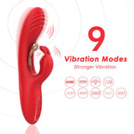 Vibrator Crazy Horse USB cu trei puncte, 22 cm, tip iepuraș roșu