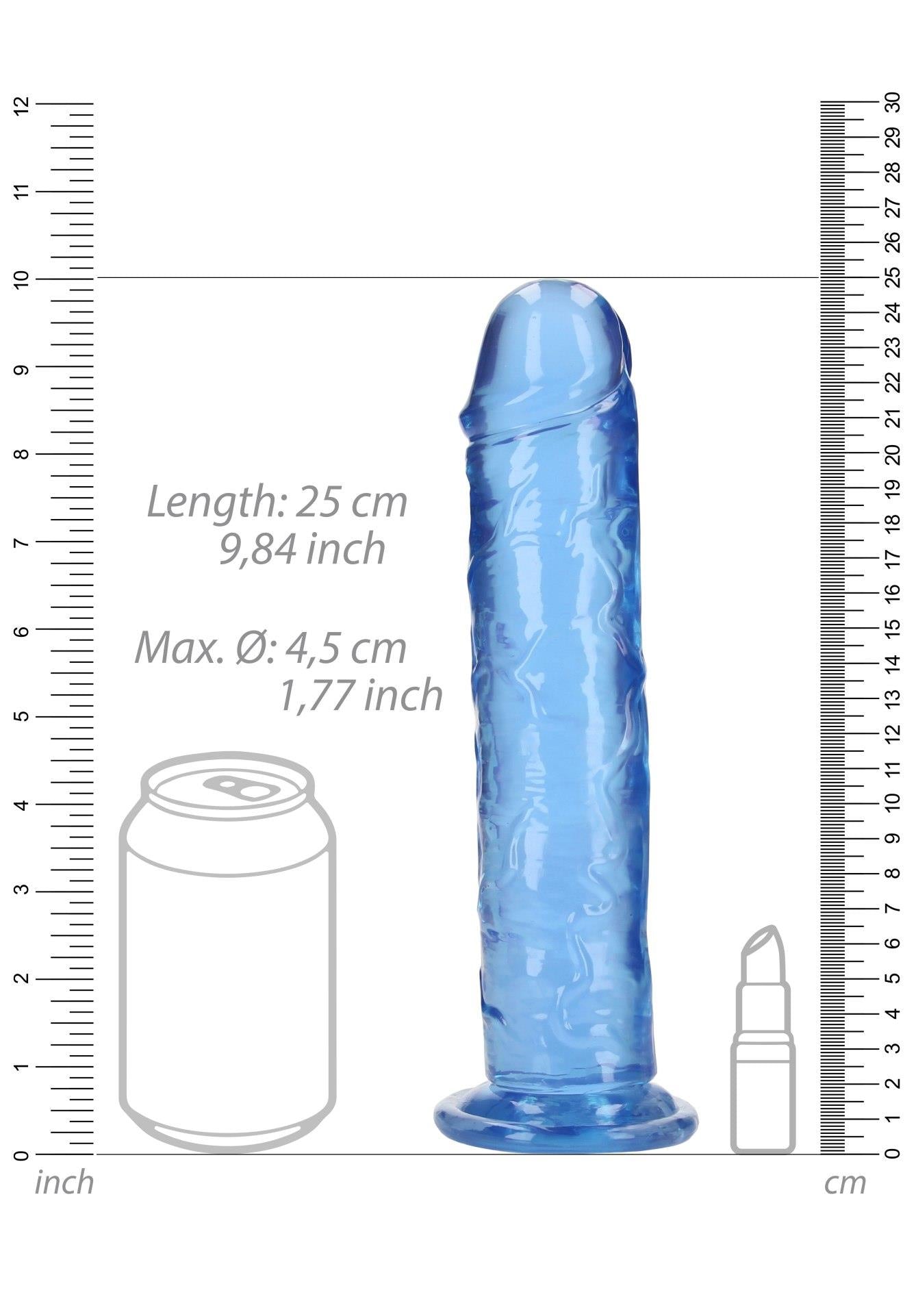 Dildo realist RealRock transparent cu ventuză 23 cm