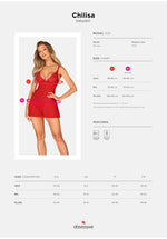 Babydoll Obsessive Chilisa roșu cu tanga M/L