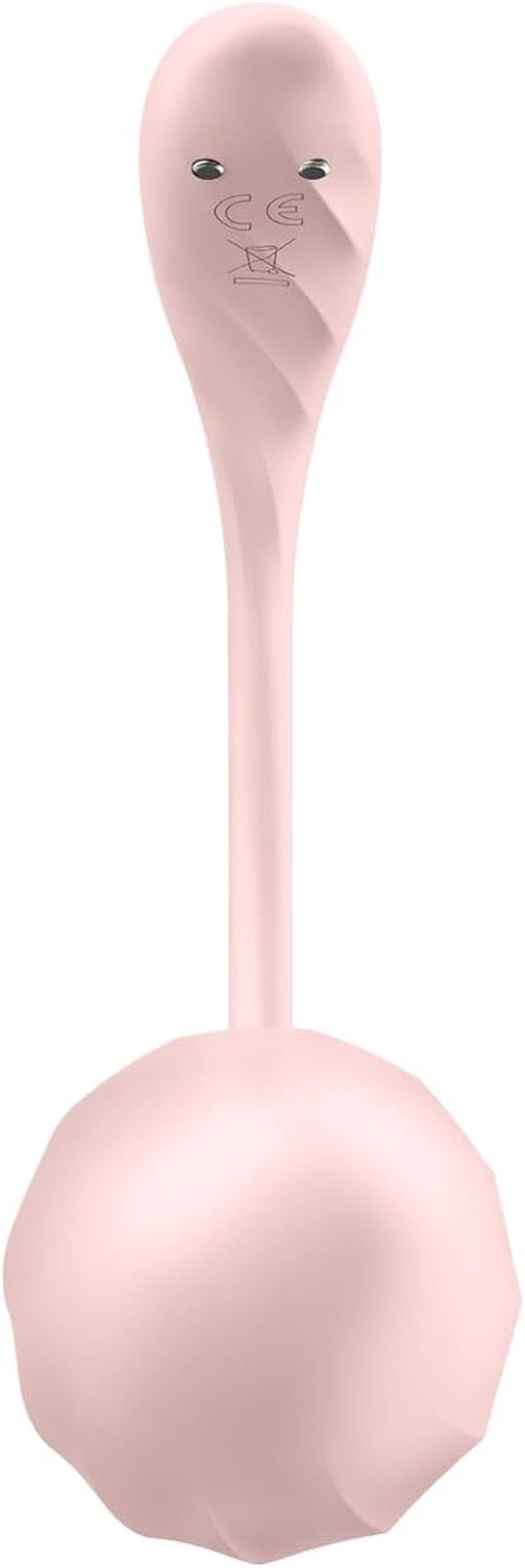Ou vibrant Satisfyer Ribbed Petal, roz, USB, cu aplicație