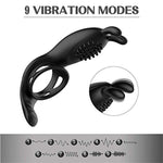 Inel vibrant pentru penis USB, drăguț, negru, din seria B, cu telecomandă, pentru iepurași